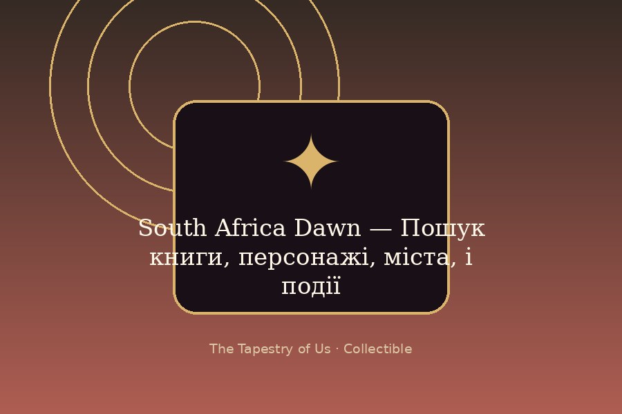 South Africa Dawn — Пошук книги, персонажі, міста, і події
